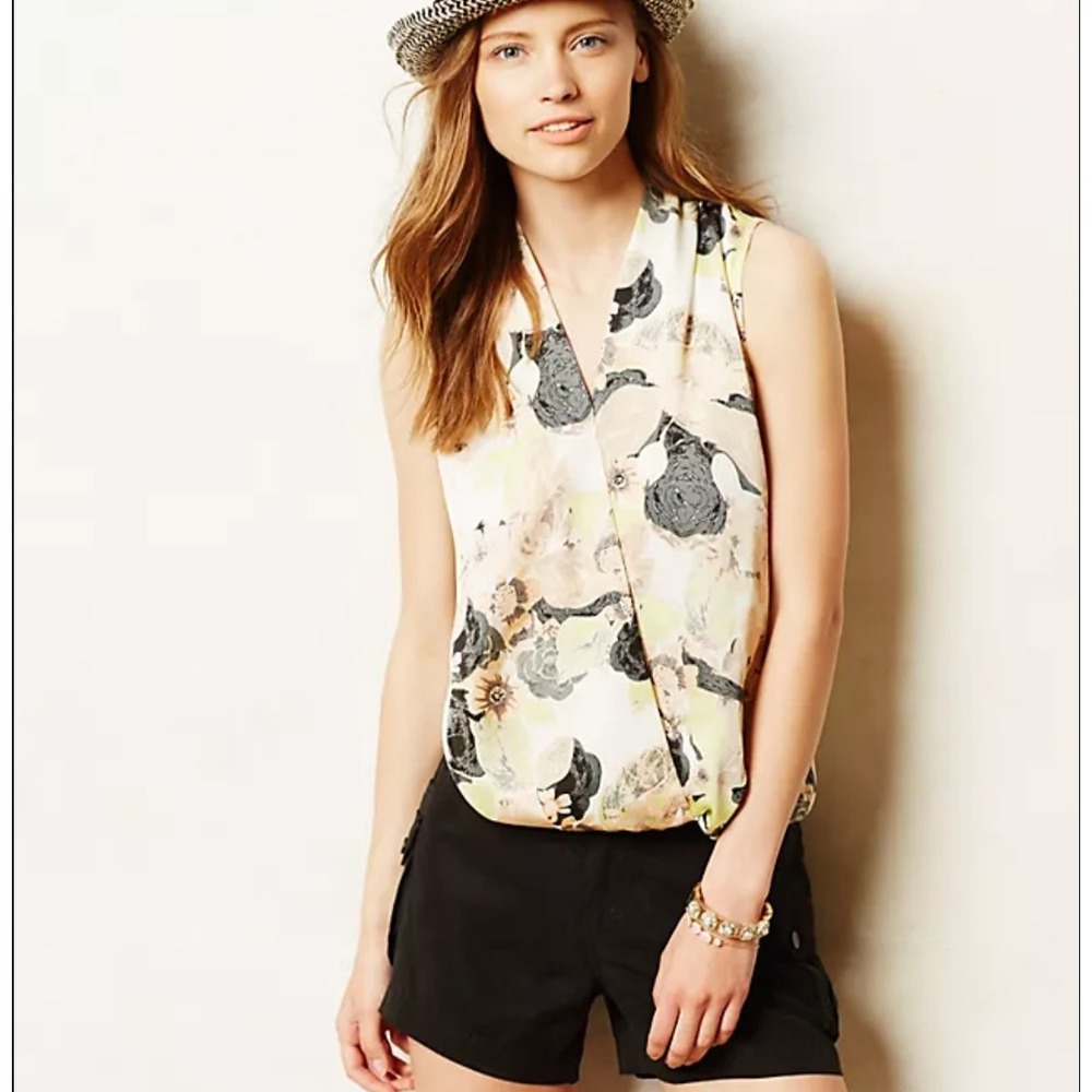 Dolan‎ Left Coast Collection Floral Print Sleeveless Blouse Size M Anthropologie